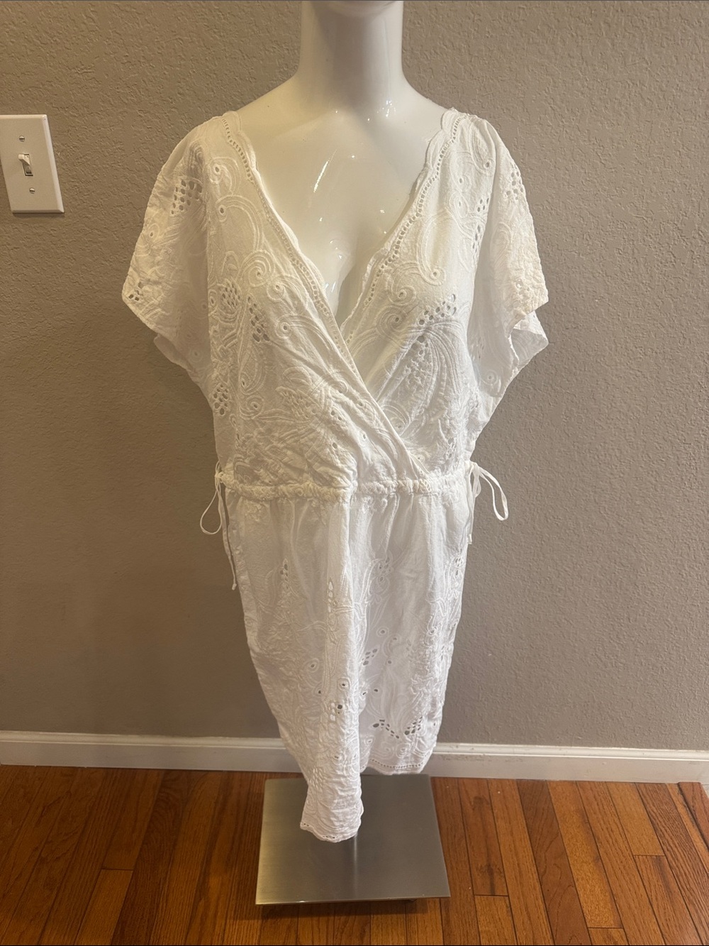 White Women's‎ Eyelet Swim Cover-Up Dress